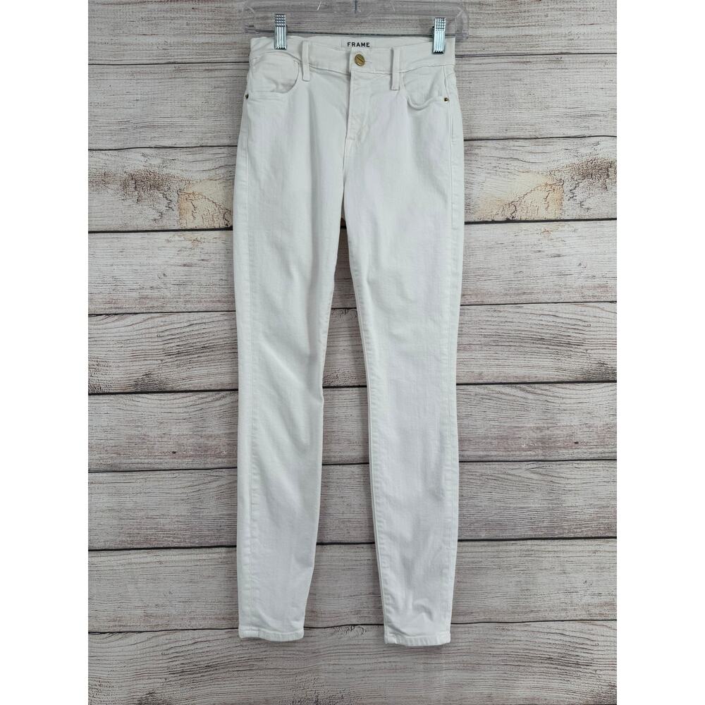 FRAME Denim Le High Skinny Jeans Womens 24 White Stretch